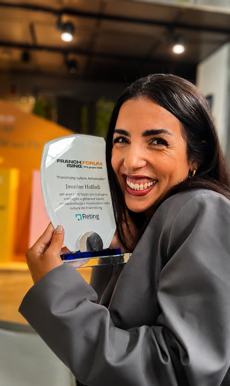 Jasmine Haffadi riceve il premio Franchising Culture Ambassador al Franchising Forum 2026